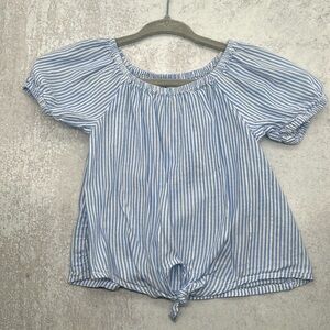 GUC Old Navy Seersucker Striped Tie Front Shirt Size 18-24 months 4th of July